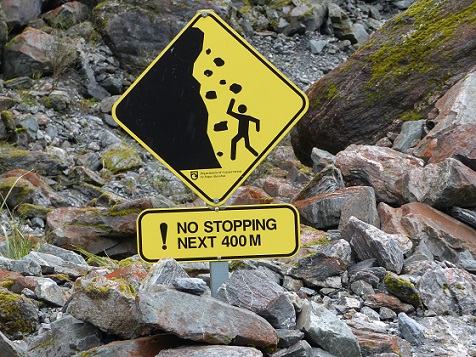 This is not encouraging on the trail to the face of Fox Glacier, Nov 2015